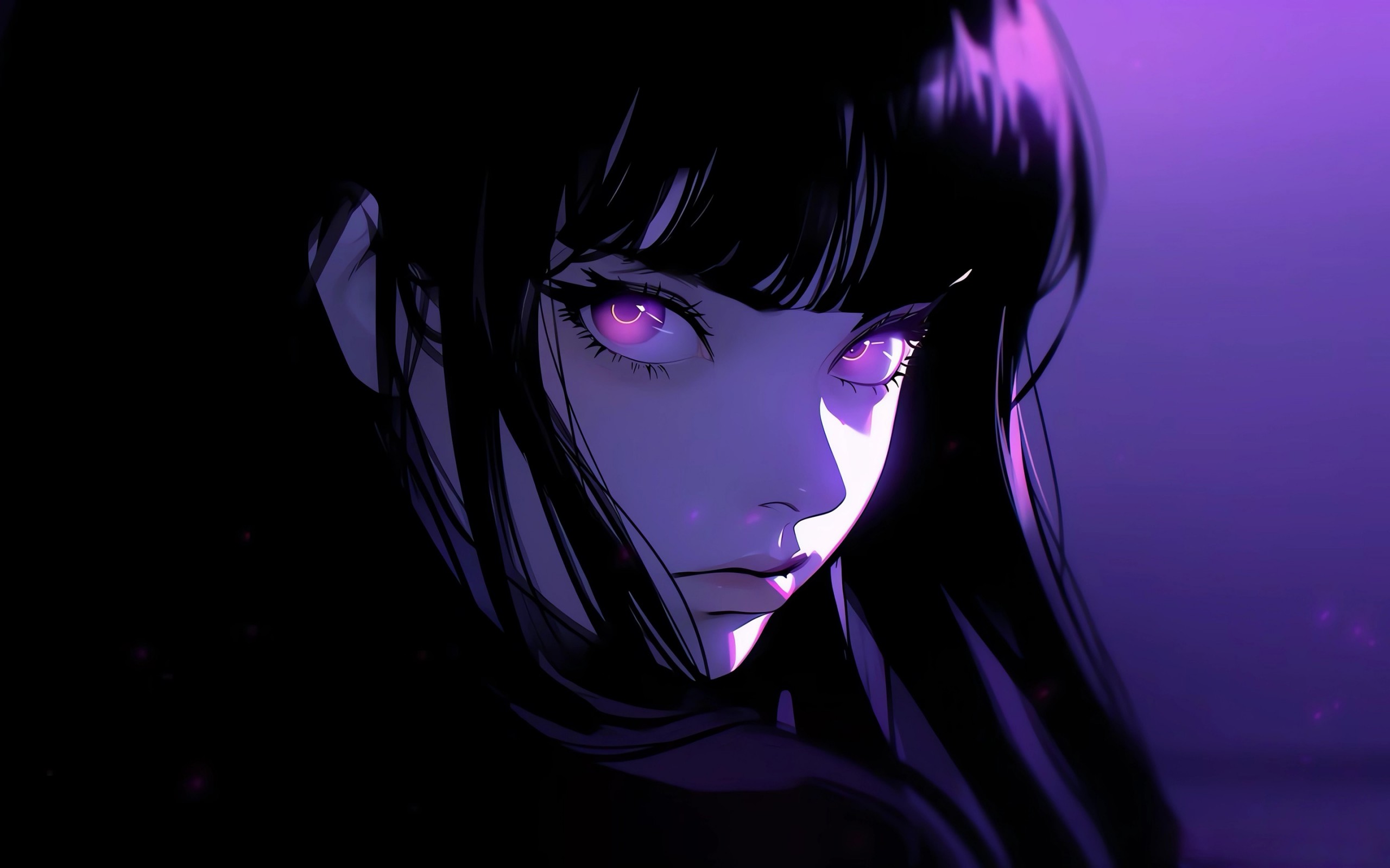 Anime Girl Black Hair Purple Eyes Wallpaper - 2560x1600